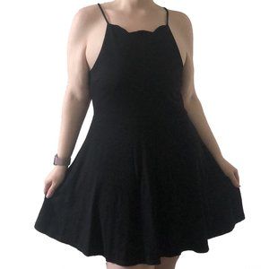 Monteau Fit and Flare Scalloped Halter Neck Dress